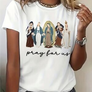 Virgin Mary Women's White Graphic Tee XL